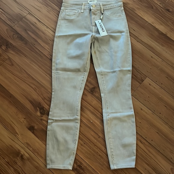 ✨Margot High Rise Skinny Cropped Jeans✨NWT Biscuit Shimmer Gold Glitter Paint - Picture 7 of 7